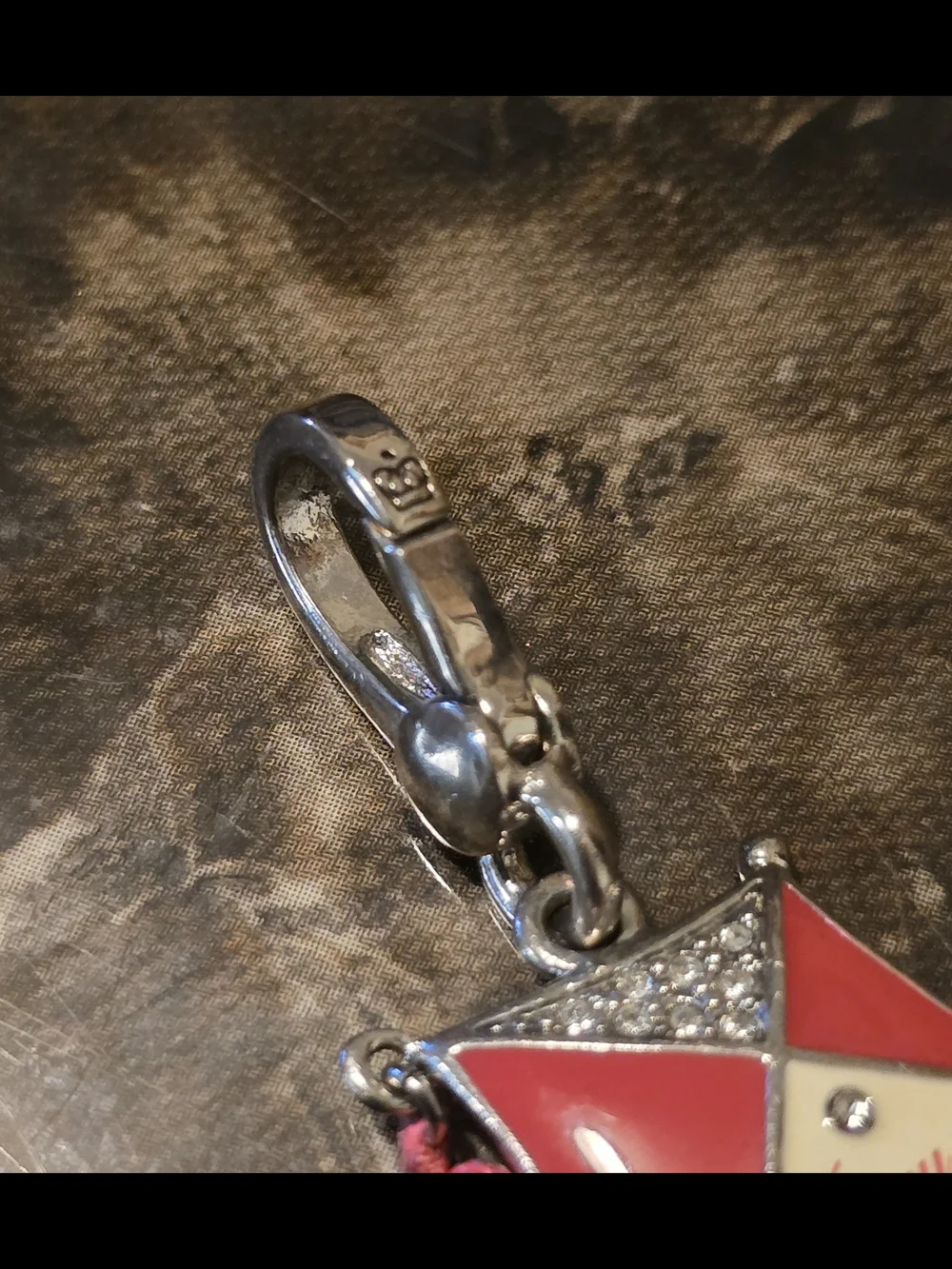 Juicy Couture Pink and Cream Kite Tassel Key Charm with Lime Bow
